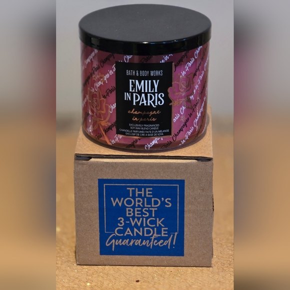 🕯️BATH & BODY WORKS 🕯️ lIMITED EDITION 🕯️Champagne In Paris 3-Wick Candle - Picture 3 of 4